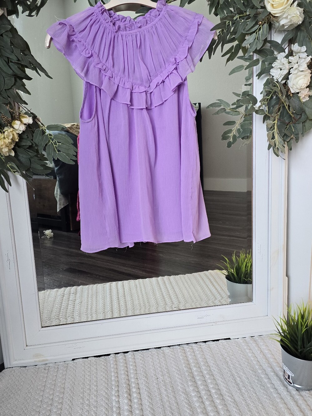 DO+BE Lavender Ruffle Chiffon Blouse Off Shoulder Cottagecore Fairy Top Size M